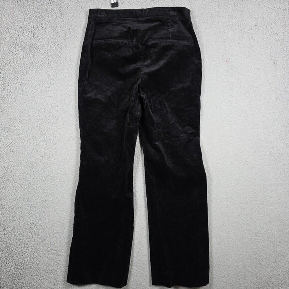 H&M Pants Women Size 2 Black Corduroy Straight Cropped Mid Rise Wide Leg - Picture 4 of 10